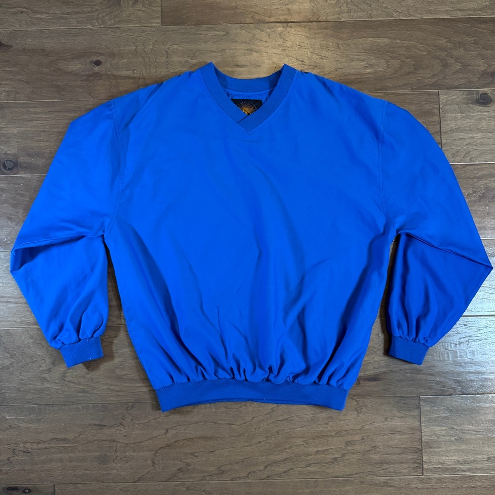 Sun Mountain Mens Blue V-Neck Golf Windshirt Pullover Jacket MWSO-934S Medium
